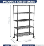 VANZBON 5-Tier Heavy Duty Wire Shelving Unit,35" Wx18 Dx71 H,Wire Shelf Racks with Wheels,Height Adjustable Storage Metal Shelves for Kitchen,Garage,Office,Living Room,Pantry,Black