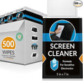 iCloth Large Screen Cleaning Wipes for Electronics, Lint-Free and Streak-Free, Fast-Drying, Removes Dust, Fingerprints, and Smudges (500 Wipes)