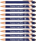 CRME Custom Pens Personalized Pen with Name/Text Engraved Metallic Barrel Black Ink Click Pens Grip Retractable Ballpoint Pen Ideal for School Teachers Journaling Office Writing-Bulk Pack Dark Blue