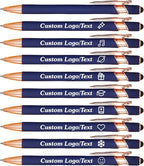 CRME Custom Pens Personalized Pen with Name/Text Engraved Metallic Barrel Black Ink Click Pens Grip Retractable Ballpoint Pen Ideal for School Teachers Journaling Office Writing-Bulk Pack Dark Blue