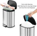 50L / 13.2 Gallon D-Shaped Stainless Steel Step Trash Can, Soft-Close Lid, Removable Inner Bin, Fingerprint Resistant, Space-Saving Garbage Bin for Kitchen, Bathroom, Outdoor, Home Office, Compost