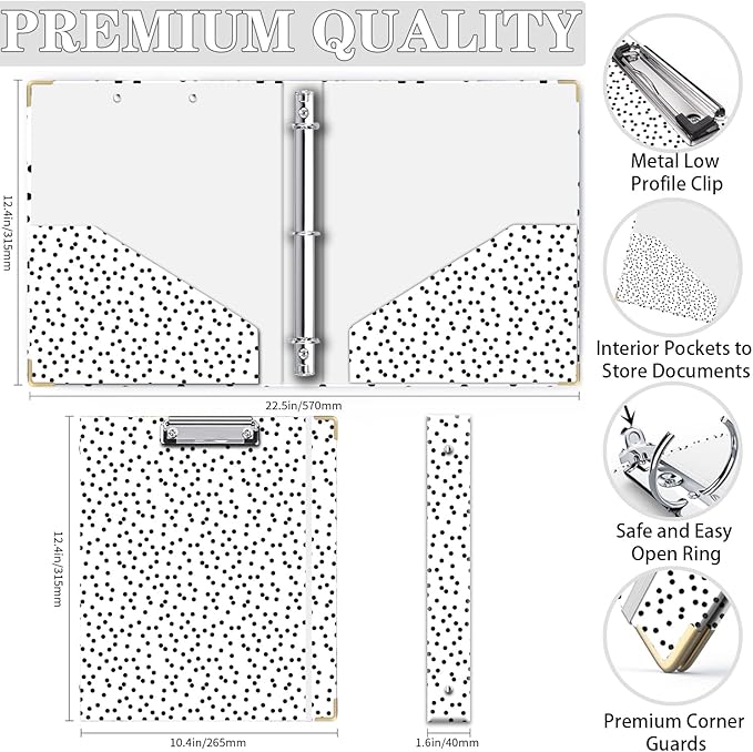 Lateefah 3 Ring Binder, 1 Inch Binder Organizer for Letter Size(8.5'' x 11'') with 5-Tab Dividers and Pockets, File Folders with Low Profile Clipboard for Office, School Supplies