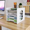 Natwind 5-Tier Desk Organizer,File Organizer,File Paper Organizer for Desk & Desktop - White File Holder with Mail Letter Tray & Paper Sorter for Home Office, School Classroom