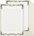 Sabary 200 Sheets Lined Stationary Writing Paper 8.5 x 11 Inch Fancy Vintage Stationery Letters Paper Lined Antique Retro Sheets for Letters Invitations Resume(Black)