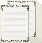 Sabary 200 Sheets Lined Stationary Writing Paper 8.5 x 11 Inch Fancy Vintage Stationery Letters Paper Lined Antique Retro Sheets for Letters Invitations Resume(Black)