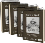 9 x 12 inches Sketch Book, Top Spiral Bound Sketch Pad, 4 Pack 100 Sheets Each (68lb/100gsm), Acid Free Art Sketchbook Artistic Drawing Painting Writing Paper for Kids Adults Beginners Artists