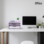 SHARKWOODS Wood Desk Organizer, 3 Tier Paper Tray Organizer for Desk with Adjustable Storage Shelves, Desktop File Organization Paper Sorter Mail Holder for Office Home Classroom, Purple