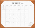 Cabbrix Desk Calendar 2026 with Desktop Mat, Simplified Medium Desk Pad Calendar 15" x 12" January 2026 to June 2027, Desk Blotter Calendar for Home School and Office (Brown)