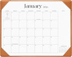 Cabbrix Desk Calendar 2026 with Desktop Mat, Simplified Medium Desk Pad Calendar 15" x 12" January 2026 to June 2027, Desk Blotter Calendar for Home School and Office (Brown)