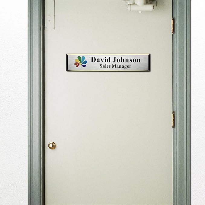 SINKAA Personalized Name Plate for Door or Wall, 2 * 10 inch Custom Office Aluminum Door or Wall Name Plates with Logo Image or Texts, Office Appreciation Gifts for Coworkers Boss Teacher, Employee