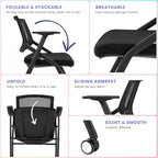 BROBRIYO Conference Room Chairs with Wheels and Paddle, Ergonomic Mesh Back and Arms for Meeting, Conference, Reception, Training Room & Home Office Desk Folding Chairs 8 Pack