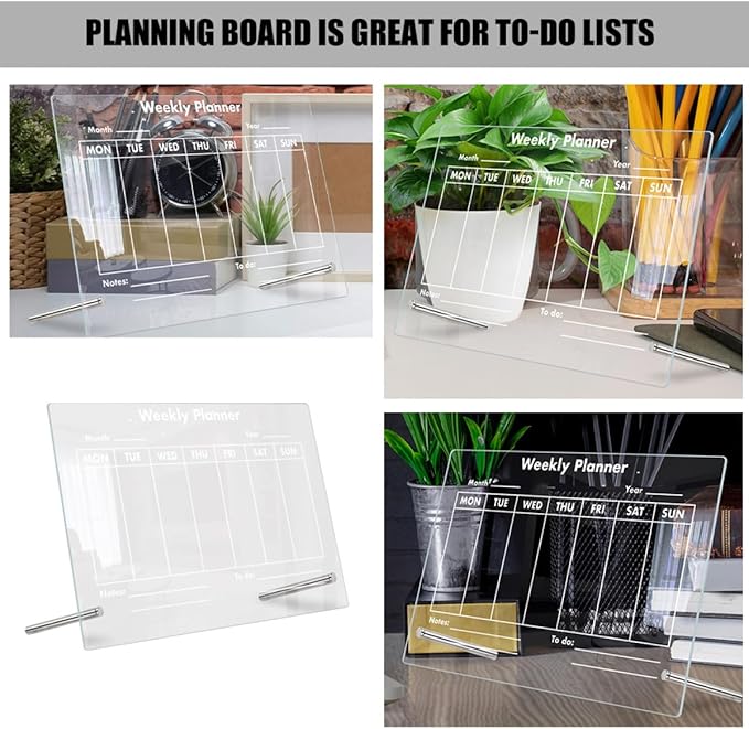 COHEALI Transparent Acrylic Memo Board Erasable Writing Message Board for Home and Office Lightweight Desktop Notice with Stable Design and Portable Use