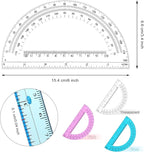 Zonon 100 Pack 6 Inch Plastic Protractor Christian Charity Donation 180 Degrees Pink Blue Clear Protractors for Classroom School Math Teacher Student Office Supplies Christmas Operation Gifts