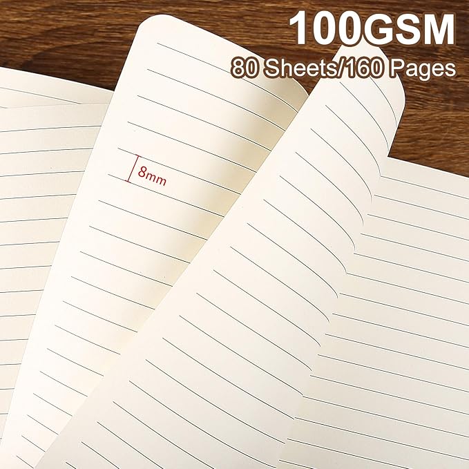 TSFPapier Lined Journal Notebook for Work College Ruled Note Book 5.79"x8.27" A5 PU Leather Daily Journaling 216 Pages for Women Men Writing Home School Supplies Business (B5 Lined 160pages, 2 Pack-Darkblue/Darkgreen)