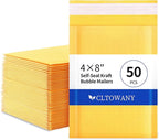 Cltowany Small Padded Envelopes 4×8' Inch 50 Pack padded mailers Self-Sealing Paper Envelopes for Shipping,Mailing,Packaging,Strong Adhesion Envelope Mailers