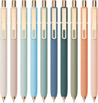 Linbsunne Gel Pens Black Ink Pens for Office 0.5mm Fine Point Pen Smooth Writing Retractable (Metal gold clip-10 pcs)