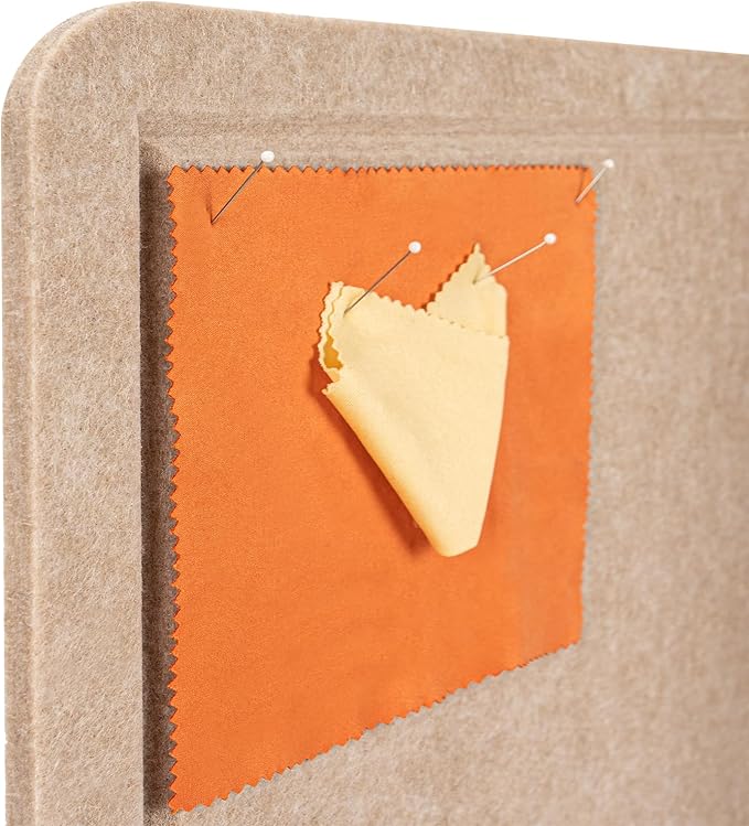 Lightomorrow Large Bulletin Board - 48 x 36 Inches, Decorative Felt Pin Board for Wall - 4' x 3' Foldable Photo Display Board with Self-Adhesive Tape, Includes 20 Push Pins - Beige Brown
