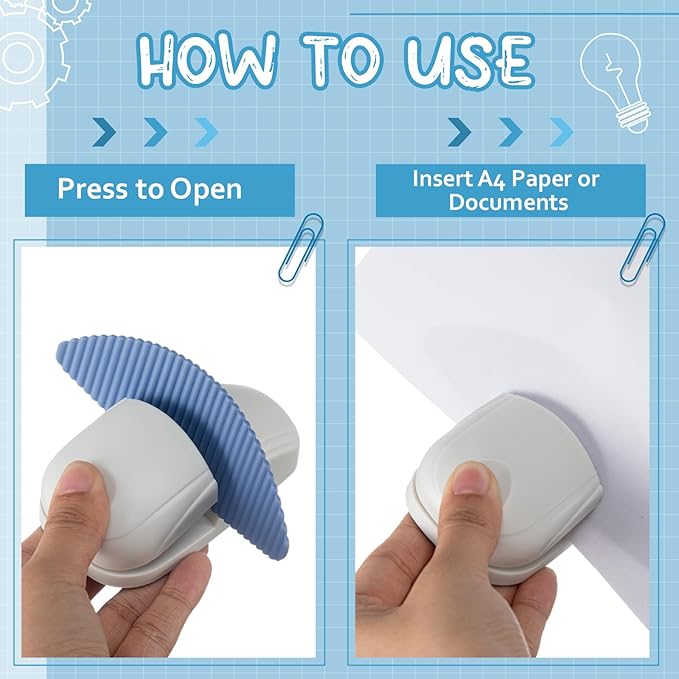 Faccito 2 Pcs Paper Holder Stand for Typing Non-Slip Mat Desktop Folder Document Holder with Anti-Slip Pads Portable Copy Stand Desktop Clamp for A4 Paper Office Reading (White,Blue)