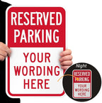 SmartSign 18 x 12 inch Custom “Reserved Parking” Metal Sign, Add Text, 63 mil Aluminum, 3M Laminated Engineer Grade Reflective Material, Red and White, Made in USA