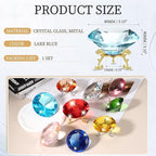 PATIKIL Diamond Crystal Paperweight, 80mm / 3.15" Crystal Paperweight Paper Weight with Gold 19 Metal Base for Home Office Desktop Table Decor Wedding Party Ornaments, Lake Blue