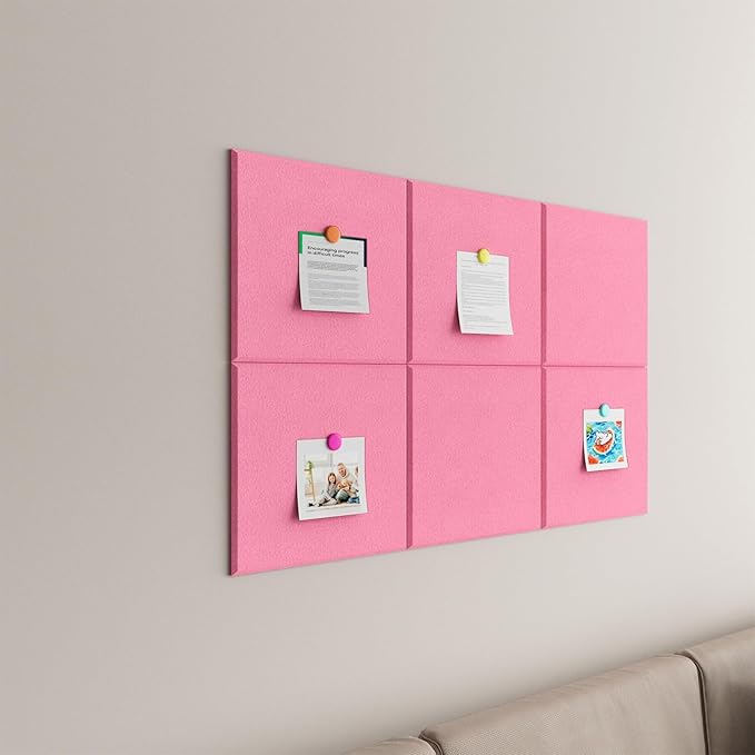 Baysola Large Cork Boards for Walls – 36" x 24" Self Adhesive Felt Wall Tiles, Ideal for Office Black Bulletin Board, Easy to Install Pin Board Photo Board