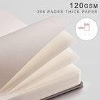 EMSHOI Dotted Notebook - 256 Pages A5 Dot Grid Journal Bullet Notebook with 120gsm Thick Dotted Paper,16 Perforated Pages, Hardcover Leather, Pen Holder, Inner Pocket, 5.75'' × 8.38''-Dark Grey