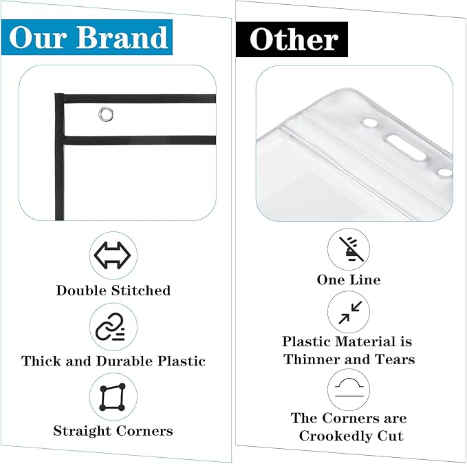 30 Pack Horizontal Job Ticket Holders 8.5"x11", Landscape Plastic Document Holder, Heavy Duty Clear Document Protector Sleeves for Shop, Office & Classroom Reusable Work Order Plastic Sleeves