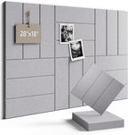 Fluxynara Felt Bulletin Board Tiles -28"x18" with 40 Adhesive Tabs, Cork Board Alternative for Office Decor, Push Pin Board Wall Organizer 6-Pack (Soft Gray)