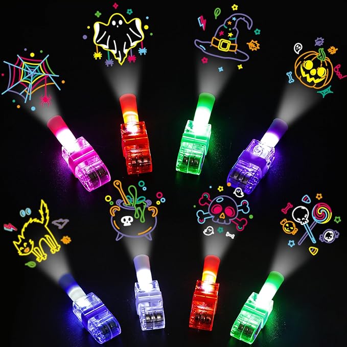 LovesTown 24PCS Halloween Party Favors Flashlights, LED Light up Finger Lights Glow in the Dark Halloween Toys Bulk for Party Decorations Goodie Bags Fillers Classroom Prizes