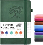 PERCUN Dotted Journal Notebook for Men & Women, 160 Pages Dot Grid notebook for Note Taking, Bullet Journaling Notebook for Work, School, Travel, Writing, A5 Hardcover 5.9" x 8.5" (Green)