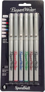 Speedball 2881 Elegant Writer 6 Fine Calligraphy Markers Set, Assorted Colors