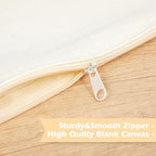 Reginary 80 Pack Canvas Zipper Makeup Bags Bulk Pencil Pouches Blank DIY Craft Canvas Cosmetic Bag Pouch with Zipper for Makeup Cosmetic Toiletry Stationary Storage(All Natural)