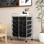 GOFLAME 10-Drawer Rolling Storage Cart, Art Craft Storage Organizer on Wheels, Multipurpose Movable Utility Cart for School, Office and Home, Black