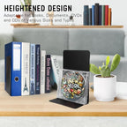 VONDERSO Metal Bookends Black, 2 Pairs Decorative Metal Book End Supports for Shelves Gauge Book Divider Stopper Holders with Non-Slip Anti-Scratch Rubber Pads