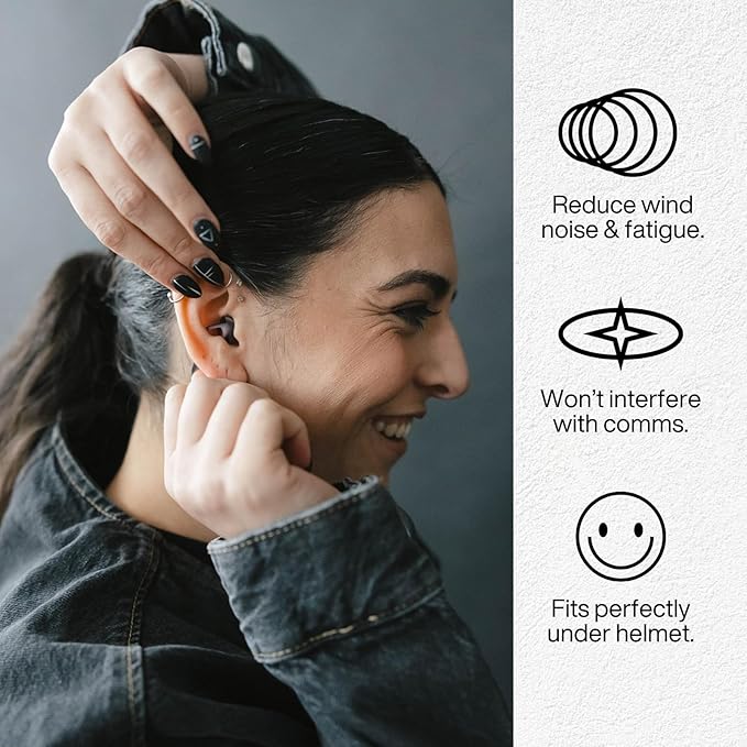 EARPEACE Moto - Reusable Motorcycle EarPlugs - Motorcycle Ear Plugs Wind Noise Protection - Comfortable Ear Plugs for Riding with High Fidelity Filter Noise Canceling Up to 26dB