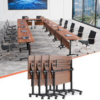 Conference Table,55.1''Folding Conference Room Table for 4-12 People,Mobile Flip Top MeetingTraining Table with Different Coulor and Styles for Offices, Classrooms,Meeting Room (4, 61''D)
