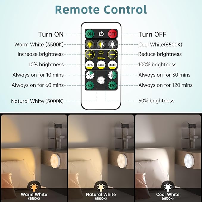 3 Colors Temperatures LED Closet Light Motion Sensor Step Light Compatible with Charging Station, USB Rechargeable Battery Operated Puck Light (1 Pack)