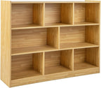 Giantex 8 Cube Bookcase, Freestanding 3-Tier Open Bookshelf, Modern Storage Display Cabinet, Wood Cube Storage Organizer for Living Room, Kid’s Room, Burlywood