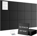 G Gamit Large Felt Wall Tiles Bulletin Board 59”x36”,Large Cork Board Alternative with 60 Pushpins,15 Pack Felt Pin Board with 112 Safe Removable Adhesive Tabs for Home Office School (Black)