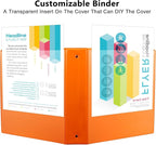 CIXILDTS 2-inch Round Ring Binder, Durable 2" 3 Ring Binder Fit Letter Size Paper, Orange, 6-Pack