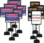 Sign Holder Stand, 8.5 x 11 Inch Sign Stand with Adjustable Height Snap Open, Reusable Sign Stands for Display Advertising Business Signage, Vertical and Horizontal Two View Modes (Black, 10 Pcs)