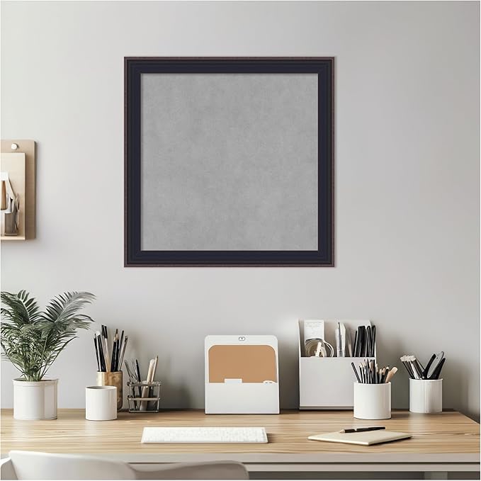 Amanti Art Black Framed Magnetic Board 19x19 Small Vision Board for use with Magnets, 100% Metal Sheet to Display Items as Office Decor or for Home Organization in mudroom, Kitchen or Kids Room