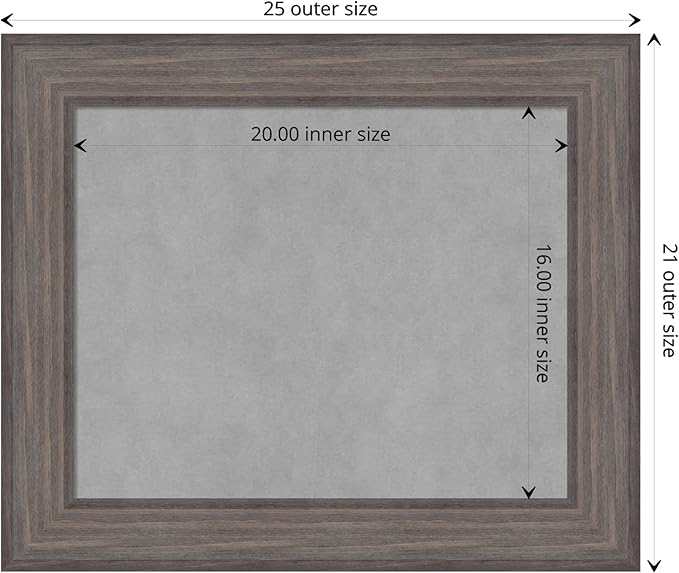 Amanti Art Grey Framed Magnetic Board 21x25 Small Vision Board for use with Magnets, 100% Metal Sheet to Display Items as Office Decor or for Home Organization in mudroom, Kitchen or Kids Room