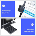 Lihaobm Desktop Document Book Holder, Document Paper Holder for Typing with 7 Adjustable Positions and Highlight Text Bar for A4 Paper Music Book, Black