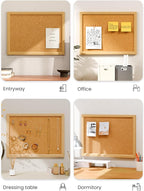 Fluxynara Felt Cork Board Alternative, Felt Bulletin Board 16" x 12" Mustard Yellow Frame with 8 Adhesive Tabs, Pin Board for Home Office, Classroom, Entryway, Kitchen Wall Decor—Sunset Yellow