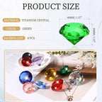 PATIKIL 8 Pcs Diamond Crystal Paperweight, 40mm / 1.57 Inch Crystal Paperweight Paper Weight for Home Office Desktop Table Decor Wedding Party Jewelry Ornaments, Green