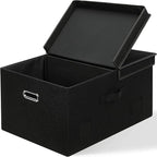 Graciadeco 75 Quarts Extra Large Decorative Storage Bins with Lids, 1 Pack Black Collapsible Storage Bins with Lids, Stackable Storage Bins Decorative Box Storage With Lid Extra Large
