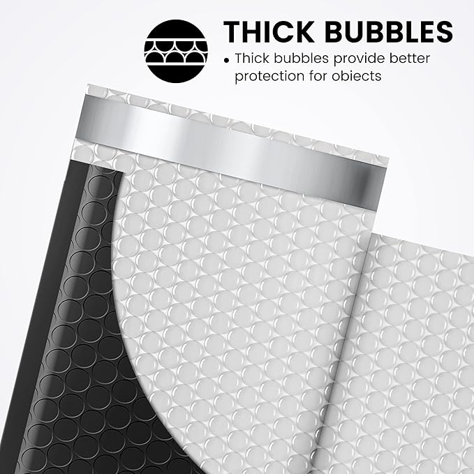Fuxury Black Bubble Mailers 4x8" 4000 Pack, Waterproof Padded Envelopes Self Seal Bubble Envelopes, Padded Mailers for Small Business, Envelope Mailers Usable Size 4x7"