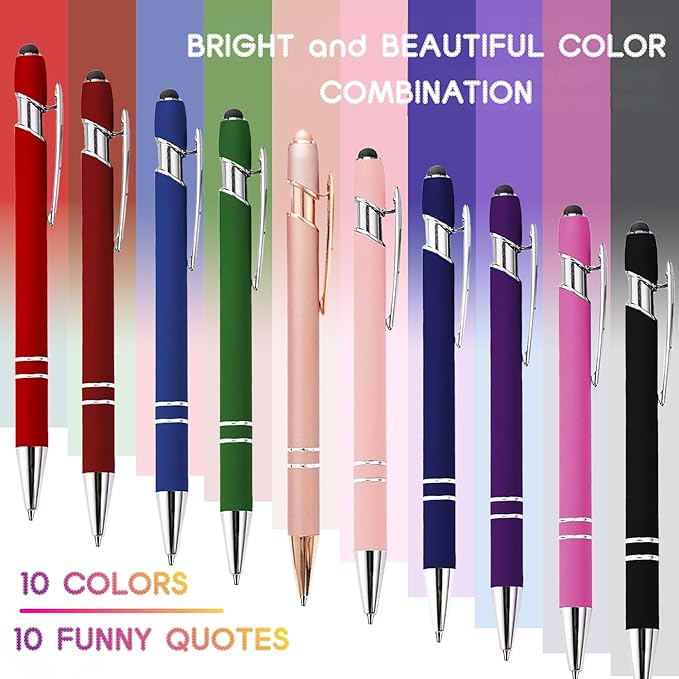 CRME 10pcs Funny Nurse Pen with Inspirational Quotes Stylus Pens Black Ink Office Essentials Funny Team Gifts Motivational Gift for Office