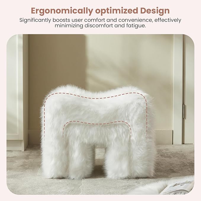 ZYKZYK Small Ottoman Set of 2 Vanity Stool Chair with Modern Ottoman Foot Rest M-Shaped Design for Bedroom Entryway Makeup Vanity Entryway (2-in-1) White